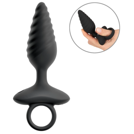 ANOS Flexible Plug Twisted Design - 10-Mode Vibrating Silicone, Black