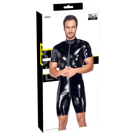 Black Level Men's Short Vinyl Club Playsuit L, Glossy Finish