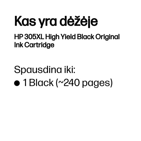 HP 305XL Didelio Pajėgumo Juodas Originalus Rašalo Kasetė
