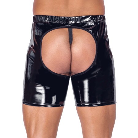 Black Level Men's Vinyl Chaps XL - Glossy Finish, Stretch Waistband