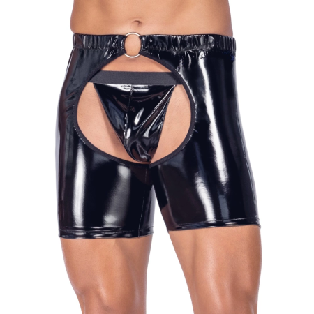 Black Level Vinyl Chaps L - Shiny Black, Open Design, Stretch Fit