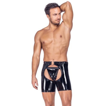 Black Level Vinyl Chaps L - Shiny Black, Open Design, Stretch Fit