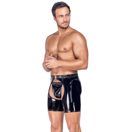 Black Level Vinyl Chaps M - Shiny Black, Open Design, Adjustable Fit