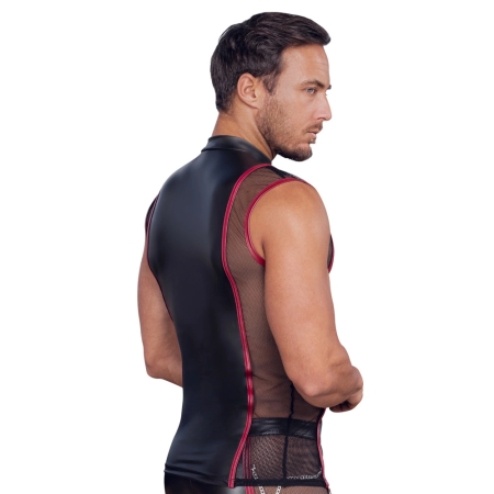NEK Men's Sleeveless Matte Shirt XL with Red Stripe and Mesh Design