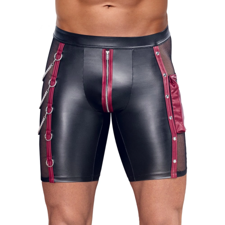 NEK Men's Matte Black Pants 2XL with Red Stripes & Chains Detail