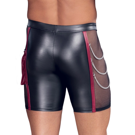 NEK Men's Matte Black Pants 2XL with Red Stripes & Chains Detail