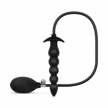 Anal Collection Inflatable Plug with Pump 20cm Black - Adjustable Beads System