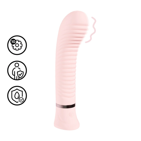 Loveline Divine G-Spot Ribbed Vibrator Rechargeable Pink 10 Functions