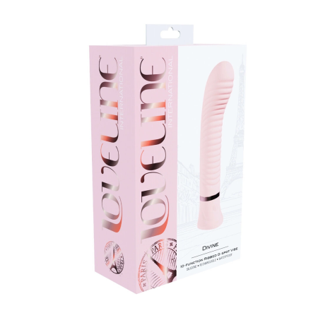 Loveline Divine G-Spot Ribbed Vibrator Rechargeable Pink 10 Functions