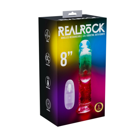 RealRock LED Vibrating Model 20 cm Transparent - Multi-Function Intimate Device