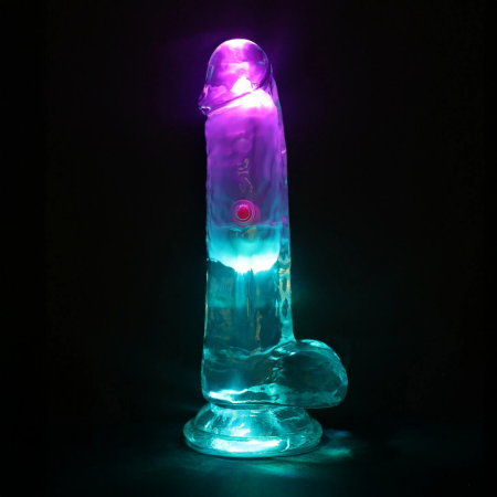 RealRock Vibrating LED Transparent Intimate Device 15 cm with Suction Base