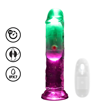 RealRock LED Vibrating Model 15 cm Transparent - Intimate Wellness Device