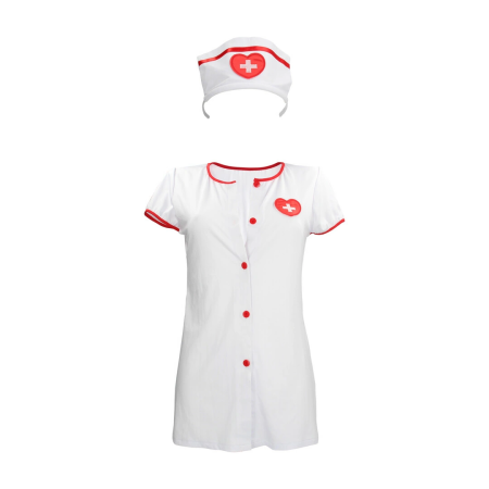 Svenjoyment Nurse Costume S/M White - Dress & Headpiece Set