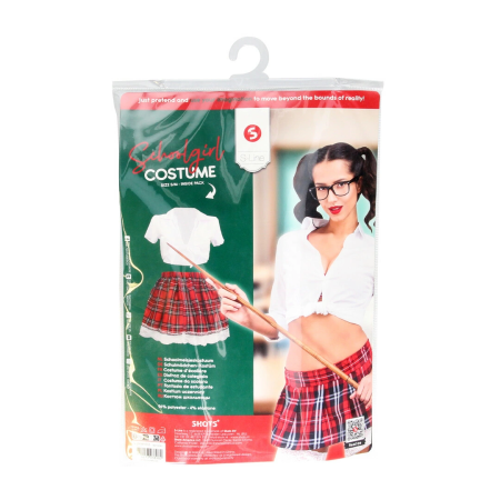 Shots Schoolgirl Costume S/M White - Pleated Skirt & Fitted Blouse Set