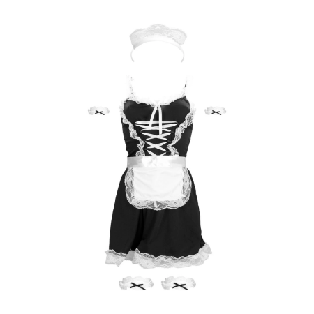 Obsessive French Maid Costume S/M Elegant Black Dress Set