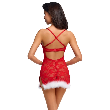 Cottelli Lingerie X-Mas Chemise S/M, Red Lace, Adjustable Straps