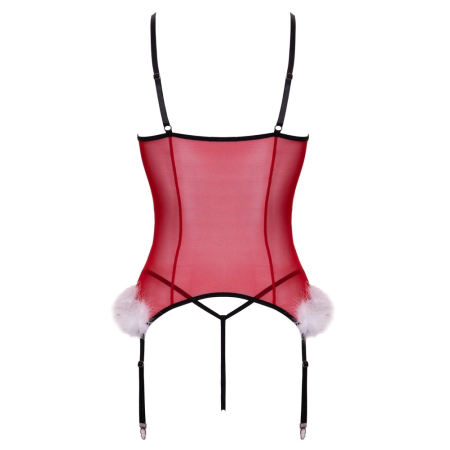 Cottelli LINGERIE X-Mas Basque Set S/M - Red Lace Festive Design