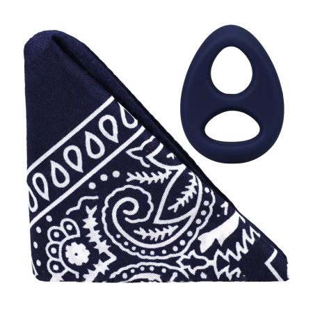 The Code Navy Blue Silicone Ring & Bandana Set by Rock Solid