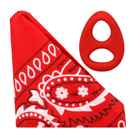 The Code Silicone Ring & Bandana Set Red - Stylish Two-Tone Design