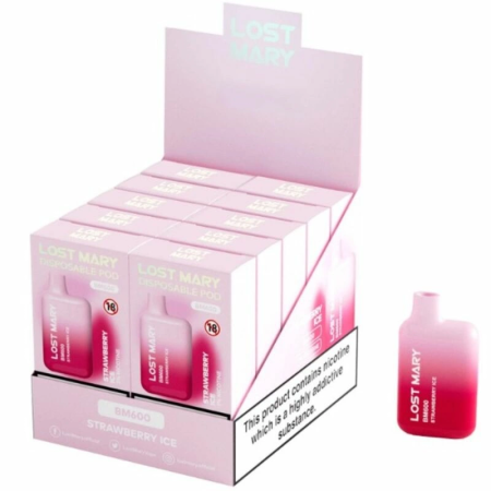 Lost Mary BM600 Strawberry Ice Disposable Vape 2% Nicotine, 600 Puffs