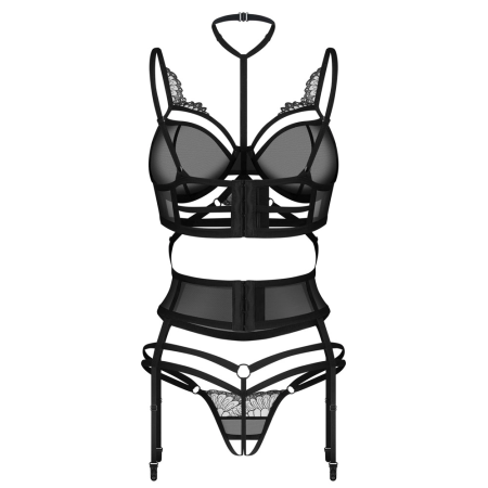 Obsessive Premisis Lingerie Set 2XL/3XL - Lace & Adjustable Straps, Black