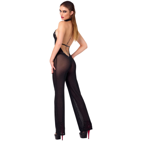 Noir Handmade Shimmering Cold Shoulder Jumpsuit S - Transparent Black