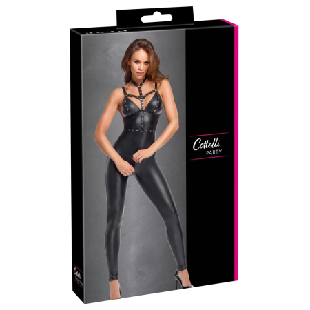 Cottelli PARTY Matte Black Jumpsuit Harness M Adjustable Details