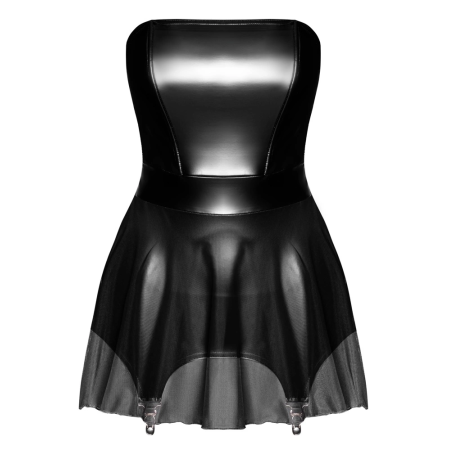 Noir Handmade Powerwetlook Suspender Dress XL - Strapless, Tulle Skirt
