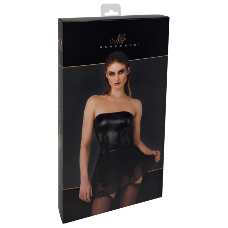 Noir Handmade Powerwetlook Strapless Dress with Suspenders L