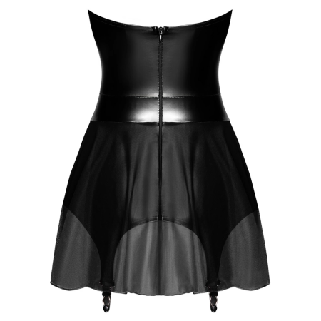 Noir Handmade Dress with Powerwetlook Corset and Tulle Skirt M