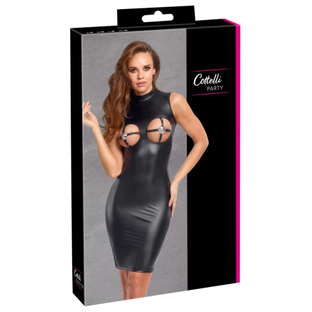 Cottelli PARTY Dress L Black Matte Elegant Adjustable Breast Design