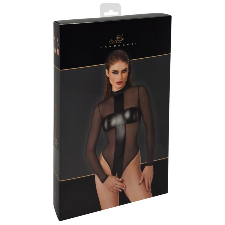 Noir Handmade Body Cross L Transparent Black Long-Sleeve Bodysuit