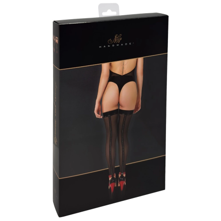 Noir Handmade Powerwetlook Knee-highs M Black with Gem Details