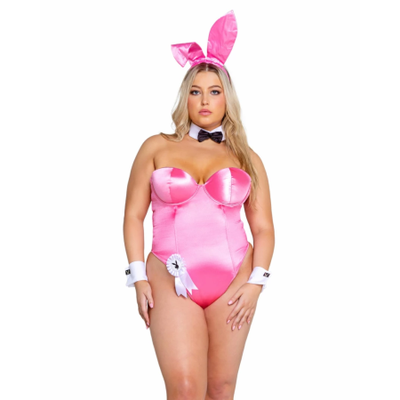 Playboy Classic Bunny Costume Set Pink - Elegant Lingerie with Accessories 2XL