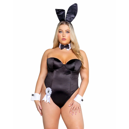 Playboy Classic Bunny Costume Set Black - Elegant Bodysuit & Accessories 2XL
