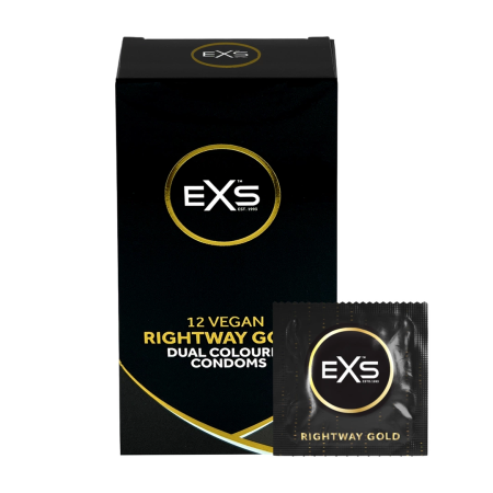 EXS Rightway Gold Condoms 12-Pack Dual-Colour Easy Application System