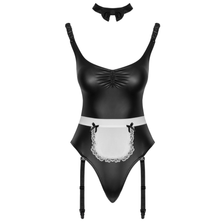 Cottelli Costumes Maid Set L - 3-Piece Black Matte Suspender Outfit