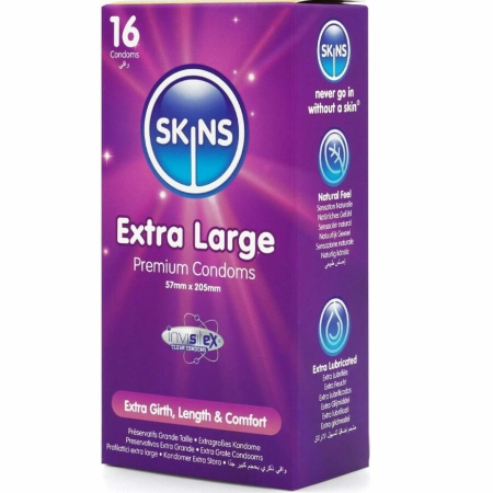 Skins Extra Large Premium Condoms 16-Pack, 57mm, Vanilla Scent, Ultra Thin