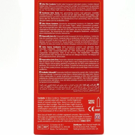 Skins Ultra Thin Premium Latex Condoms 16-Pack Vanilla Scented 180mm