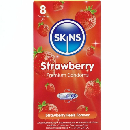 Skins Strawberry Premium Latex Condoms 8-Pack - Subtle Flavour & Comfort