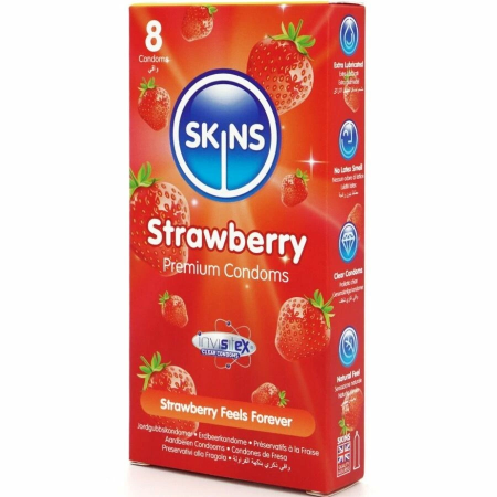 Skins Strawberry Premium Latex Condoms 8-Pack - Subtle Flavour & Comfort
