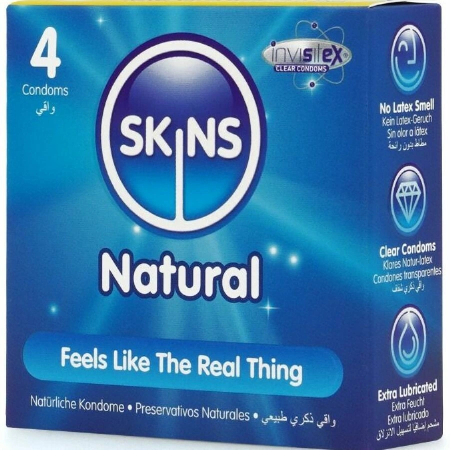 Skins Natural Premium Latex Condoms 4-Pack Ultra Thin Vanilla Scented