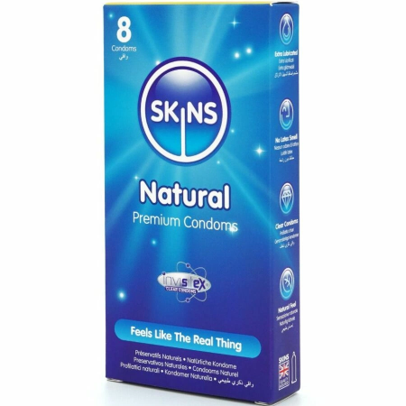 Skins Natural Premium Latex Condoms 8-Pack Ultra-Thin Vanilla Scented