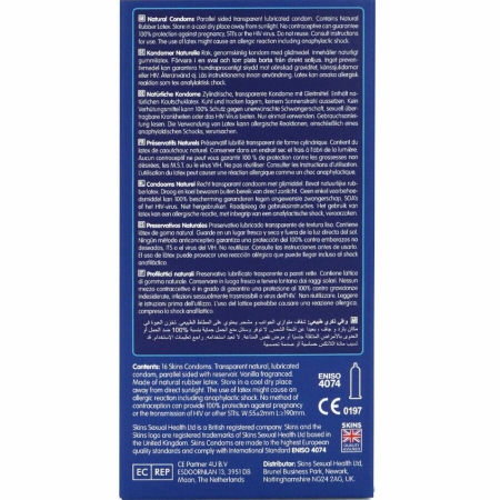 Skins Natural Premium Latex Protection 16-Pack, Ultra-Thin & Vanilla Scent