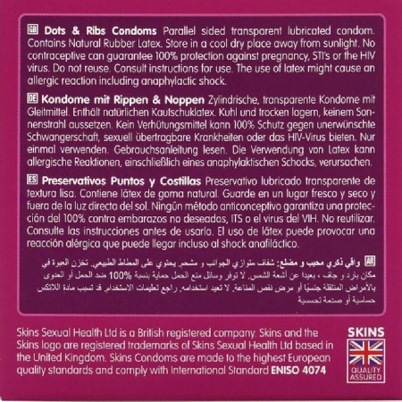 SKINS Dots & Ribs Premium Textured Latex Condoms 4-Pack Vanilla Scent