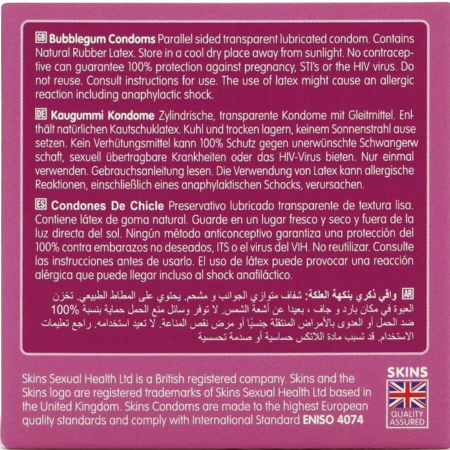 SKINS Bubblegum Premium Latex Condoms 4-Pack Scented Ultra-Thin