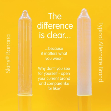 Skins Banana Premium Latex Condoms 4-Pack - Flavored, Extra Lubricated