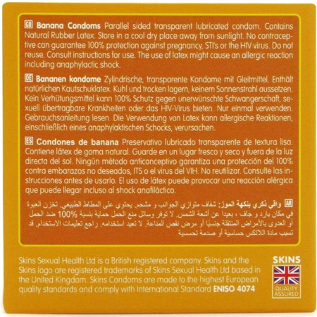 Skins Banana Premium Latex Condoms 4-Pack - Flavored, Extra Lubricated