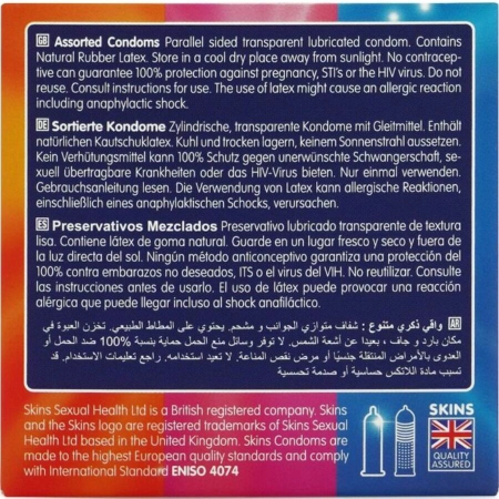 Skins Assorted Premium Condoms Pack 4 - Natural, Ribbed, Dotted, Ultra-Thin