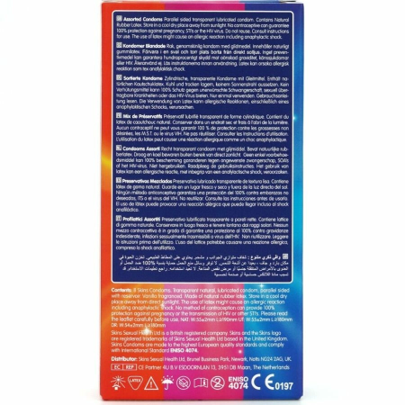 Skins Premium Assorted Latex Condom Pack 8pcs - Natural, Textured, Ultra Thin